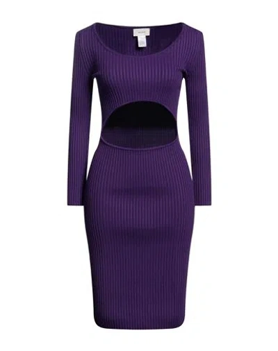 Vicolo Woman Midi Dress Plum Size Onesize Viscose, Polyester In Purple