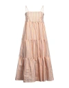 Vicolo Woman Midi Dress Salmon Pink Size M Cotton, Polyester In Pink