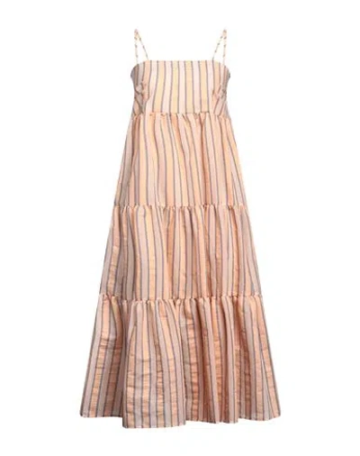 Vicolo Woman Midi Dress Salmon Pink Size M Cotton, Polyester