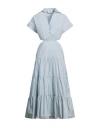 Vicolo Woman Midi Dress Sky Blue Size M Cotton