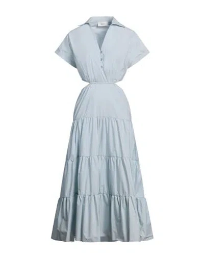 Vicolo Woman Midi Dress Sky Blue Size M Cotton