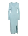 Vicolo Woman Midi Dress Sky Blue Size Onesize Alpaca Wool, Polyamide, Virgin Wool, Elastane