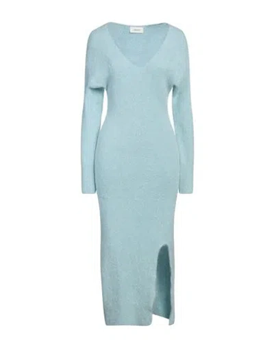 Vicolo Woman Midi Dress Sky Blue Size Onesize Alpaca Wool, Polyamide, Virgin Wool, Elastane