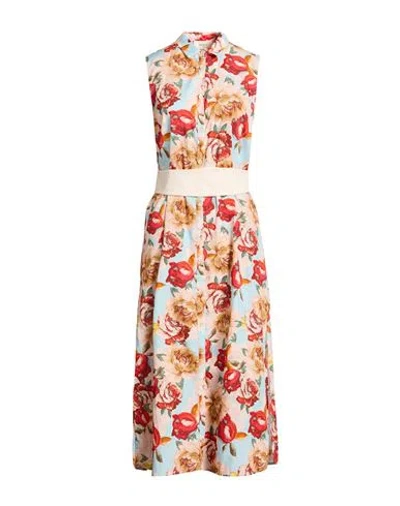 Vicolo Woman Midi Dress Sky Blue Size Onesize Cotton In White