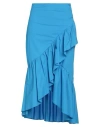 Vicolo Woman Midi Skirt Azure Size M Cotton In Blue