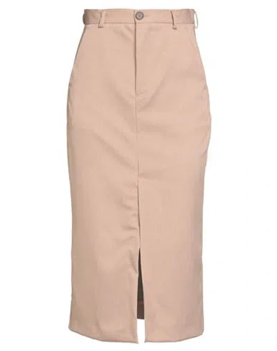 Vicolo Woman Midi Skirt Beige Size L Polyester, Elastane In Neutral