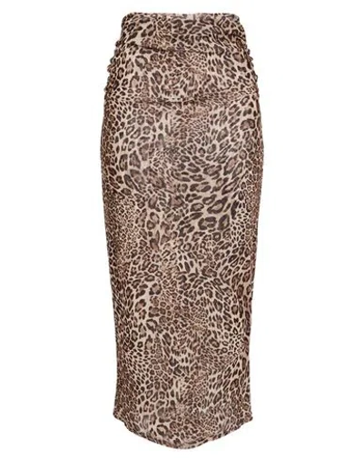 Vicolo Woman Midi Skirt Beige Size M Polyester In Multi