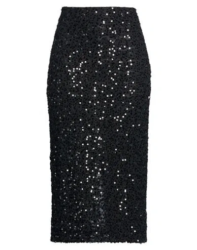 Vicolo Woman Midi Skirt Black Size L Polyester, Nylon, Elastane