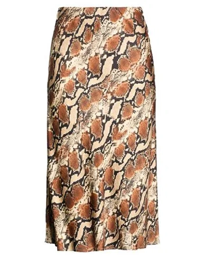 Vicolo Woman Midi Skirt Brown Size Onesize Viscose In Animal Print