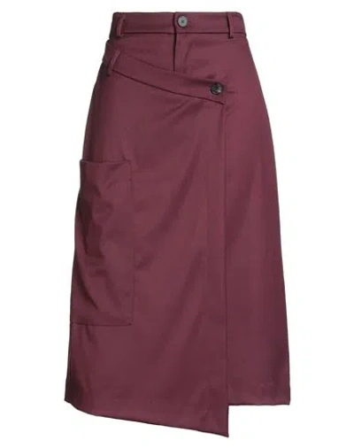 Vicolo Woman Midi Skirt Burgundy Size L Polyester, Viscose, Elastane