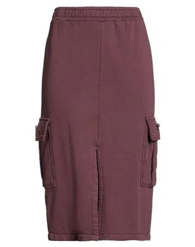 Vicolo Woman Midi Skirt Burgundy Size M Cotton In Brown