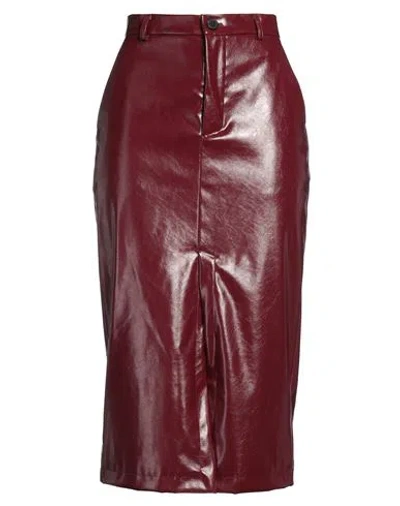 Vicolo Woman Midi Skirt Burgundy Size M Polyester, Polyurethane In Red