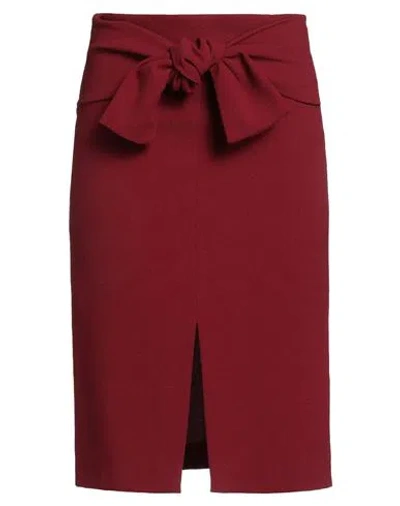 Vicolo Woman Midi Skirt Burgundy Size S Polyester, Acetate