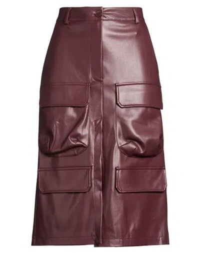 Vicolo Woman Midi Skirt Burgundy Size S Polyester, Polyurethane