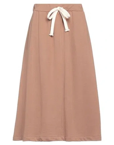 Vicolo Woman Midi Skirt Camel Size S Cotton, Polyester In Beige