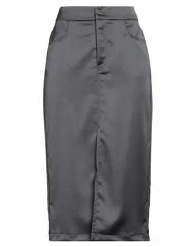 Vicolo Woman Midi Skirt Charcoal Size S Polyester, Elastane In Gray