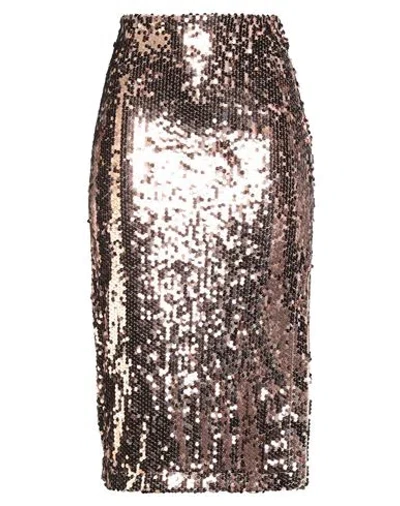 Vicolo Woman Midi Skirt Copper Size M Polyester In Brown