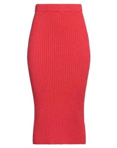 Vicolo Woman Midi Skirt Coral Size Onesize Cotton, Acrylic In Red