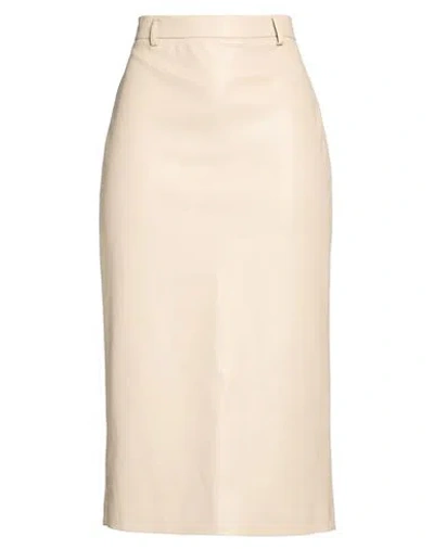 Vicolo Woman Midi Skirt Cream Size M Polyester, Polyurethane In Animal Print