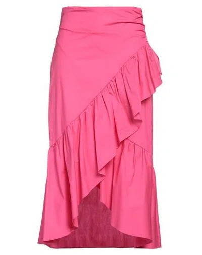 Vicolo Woman Midi Skirt Fuchsia Size M Cotton In Pink