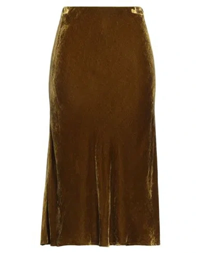 Vicolo Woman Midi Skirt Military Green Size M Viscose, Silk