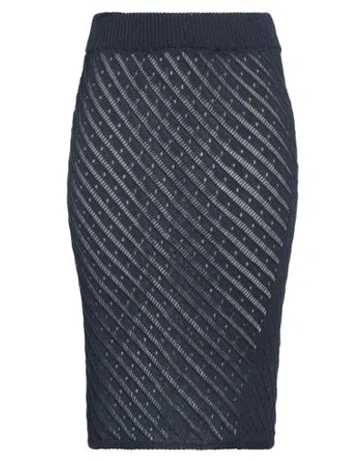 Vicolo Woman Midi Skirt Navy Size Onesize Cotton, Acrylic In Navy Blue