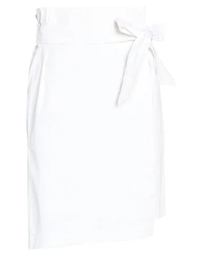Vicolo Woman Midi Skirt White Size L Cotton, Elastomultiester, Elastane