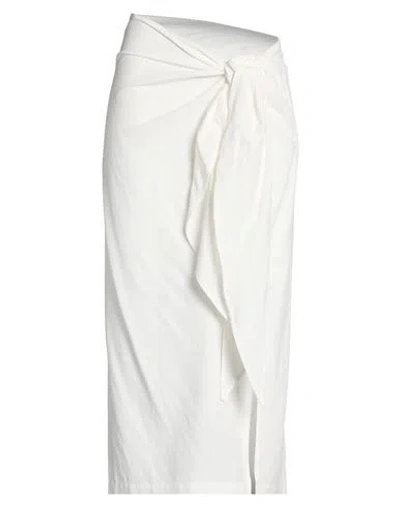 Vicolo Woman Midi Skirt White Size M Viscose, Linen