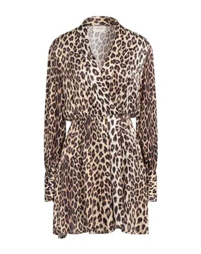 Vicolo Woman Mini Dress Beige Size M Viscose In Sand