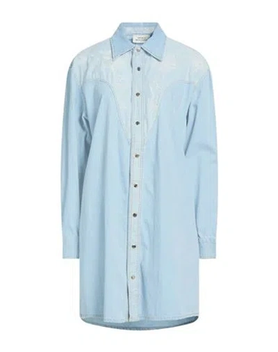 Vicolo Woman Mini Dress Blue Size M Cotton In Multi