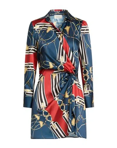 Vicolo Woman Mini Dress Blue Size S Polyester In Multi