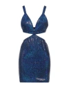 Vicolo Woman Mini Dress Bright Blue Size M Nylon, Metallic Polyester, Elastane
