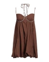 Vicolo Woman Mini Dress Brown Size Onesize Cotton In Brown