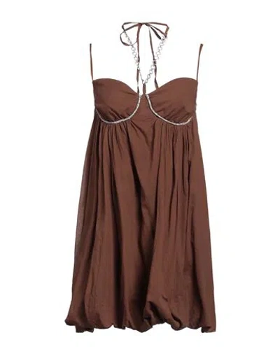 Vicolo Woman Mini Dress Brown Size Onesize Cotton