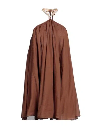 Vicolo Woman Short Dress Camel Size Onesize Cotton In Beige