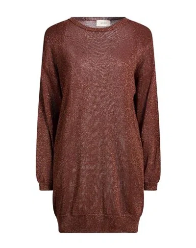 Vicolo Woman Mini Dress Brown Size Onesize Viscose, Polyamide, Metallic Polyester