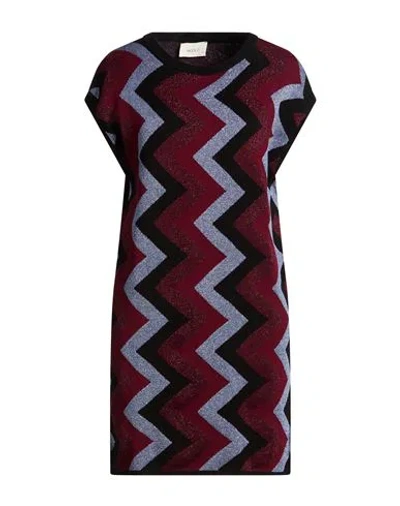 Vicolo Woman Mini Dress Burgundy Size Onesize Viscose, Polyester, Metallic Polyester, Polyamide In Multi