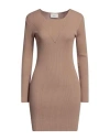 Vicolo Woman Mini Dress Light Brown Size Onesize Viscose, Polyester In Beige
