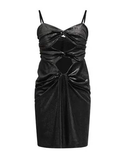Vicolo Woman Mini Dress Charcoal Size L Polyester, Elastane In Black