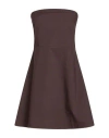 Vicolo Woman Mini Dress Chocolate Brown Size L Cotton In Brown