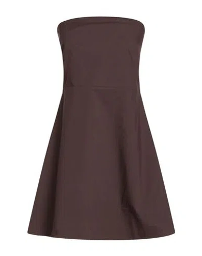Vicolo Woman Mini Dress Chocolate Brown Size L Cotton