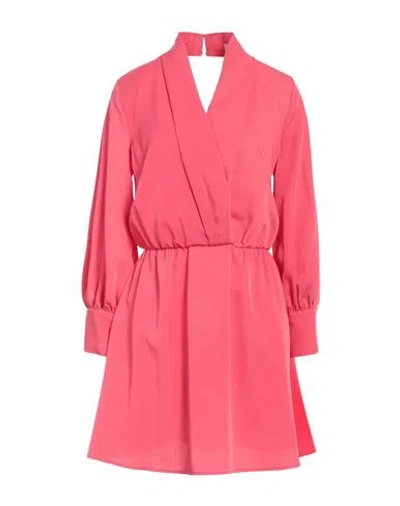 Vicolo Woman Mini Dress Coral Size L Polyester, Elastane In Red
