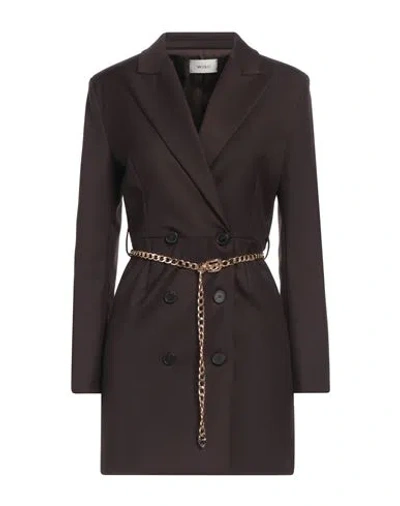 Vicolo Woman Mini Dress Dark Brown Size L Polyester, Viscose, Elastane