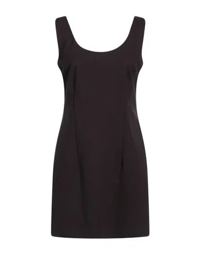 Vicolo Woman Mini Dress Dark Brown Size L Viscose, Polyamide, Elastane