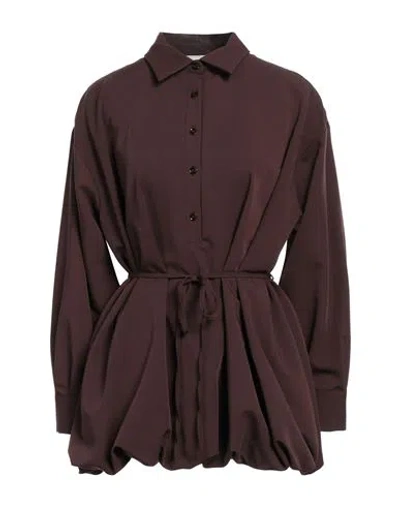 Vicolo Woman Mini Dress Dark Brown Size M Polyester, Viscose, Elastane