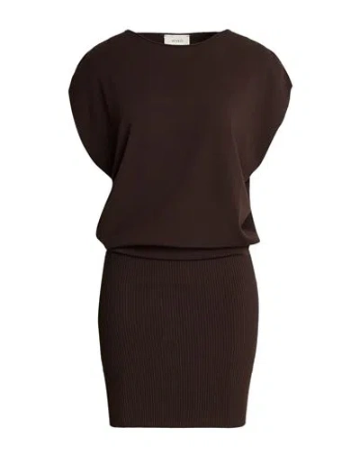 Vicolo Woman Mini Dress Dark Brown Size Onesize Viscose, Polyester