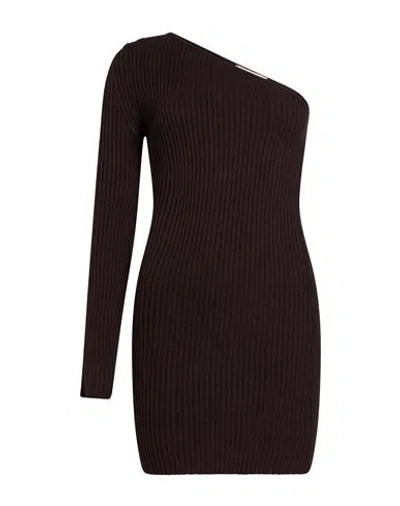 Vicolo Woman Mini Dress Dark Brown Size Onesize Viscose, Polyester, Nylon In Black