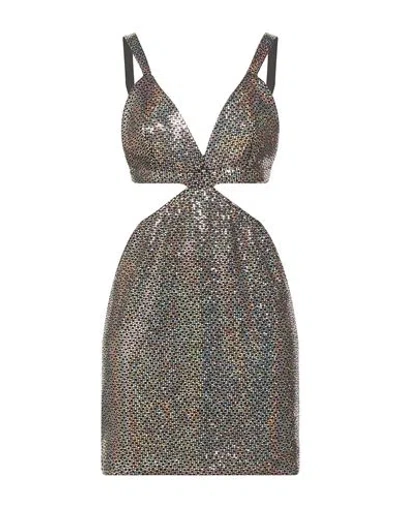 Vicolo Woman Mini Dress Gold Size M Nylon, Metallic Polyester, Elastane