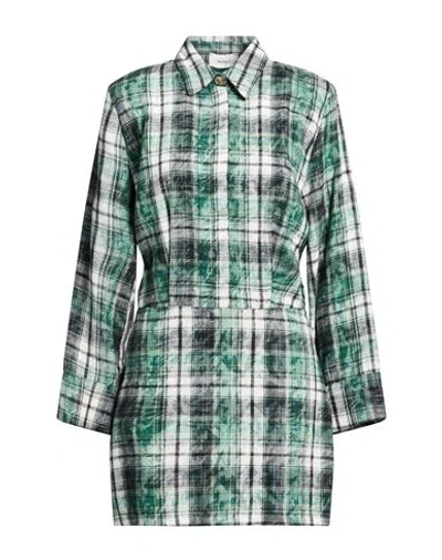 Vicolo Woman Mini Dress Green Size S Polyester, Cotton
