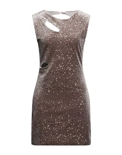 Vicolo Woman Mini Dress Grey Size M Polyester, Elastane In Multi